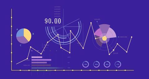 Digital Data Analytics Graphs with Blue Background - Download Free Stock Images Pikwizard.com