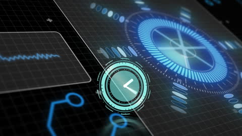 Futuristic Digital Technology Interface with Clock Representation