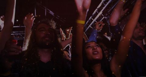 Joyful Audience Celebrating at Concert Event