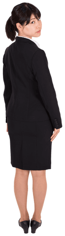 Back of Asian Businesswoman on Transparent Background