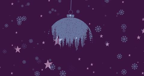 Snowfall Over Forest Encased in Christmas Bauble Decoration