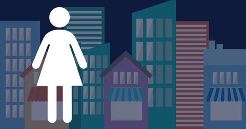 woman silhouette over urban cityscape background - Download Free Stock Images Pikwizard.com
