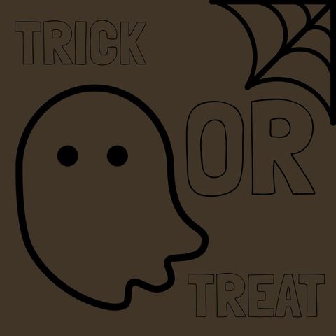 playful halloween ghost with trick or treat text - Download Free Stock Templates Pikwizard.com