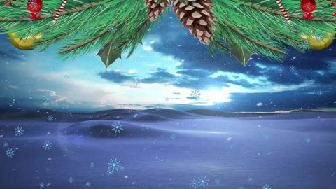 Festive Fir Jungle with Falling Snowflakes in December Landscape