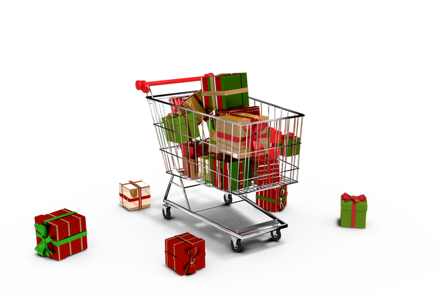 Shopping Cart Filled with Presents Christmas Celebration on Transparent Background - Download Free Stock Videos Pikwizard.com