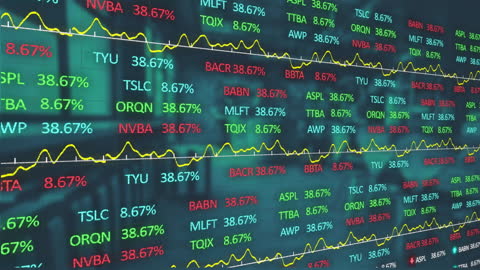 Animated Stock Market Display with Rising and Falling Graphs