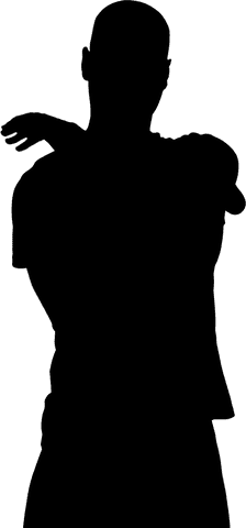 Sportsman Silhouette Stretching Pose on Transparent Background