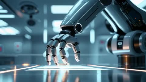 Robotic Arm Scanning Control Panel in High-Tech Lab