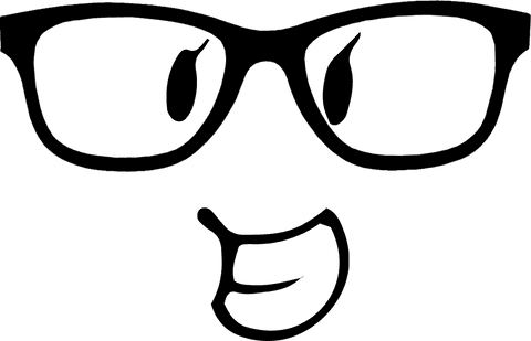 Cheerful smiling face with glasses on transparent background