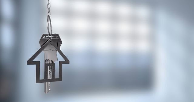 House-Shaped Keychain Hanging in Blurred Modern Space - Download Free Stock Images Pikwizard.com