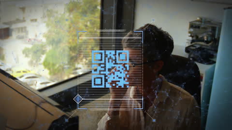 Businesswoman Using Mobile with Digital Technology Interface