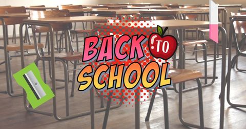 Back to School Concept in Classroom with Comic Book Style Graphics