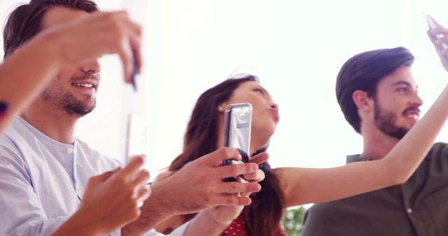 Group of Friends Taking Selfies at Home - Download Free Stock Images Pikwizard.com