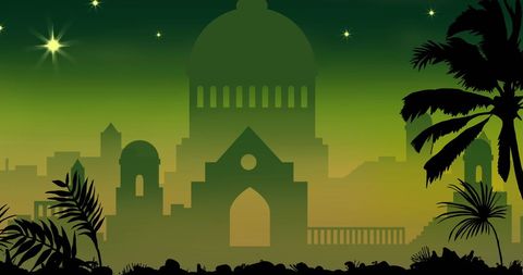 Silhouetted Desert Cityscape Under a Starry Night - Download Free Stock Images Pikwizard.com