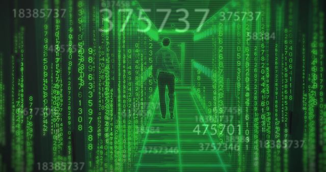 Image of binary coding and data processing over caucasian man by computer servers - Download Free Stock Photos Pikwizard.com