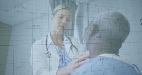 Doctor Comforting Patient Digital Overlay Modern Healthcare