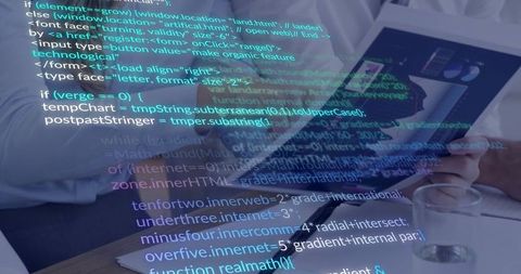 Colleagues Collaborating with Digital Technology Data Analytics