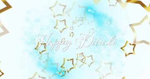 Elegant diwali greeting with golden stars on blue background