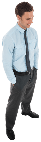Transparent Smiling Businessman Standing Confidently in Suit