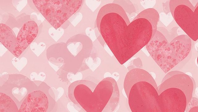 Pink red overlapping hearts pattern with translucent layers for valentine cards and backgrounds