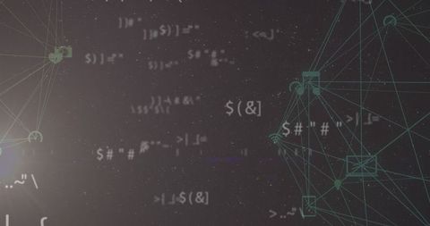 Digital Network with Abstract Code on Grey Background - Download Free Stock Images Pikwizard.com