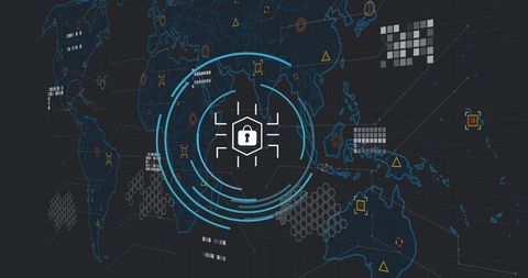 Digital Security Interface with Global Network Map Visualization