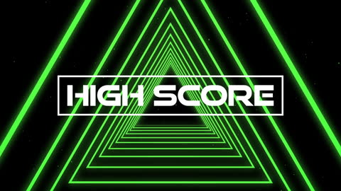 Neon Triangle Tunnel with High Score Text Overlay