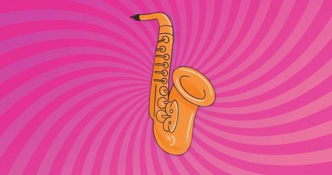 Golden Saxophone on Vivid Pink Swirl Graphic