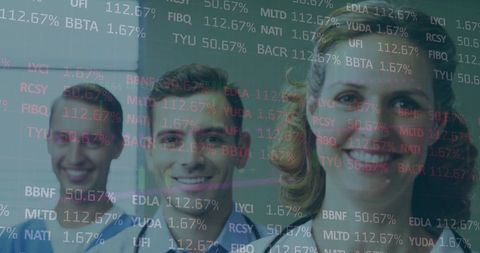 Business Professionals Overlaid with Stock Data Projections