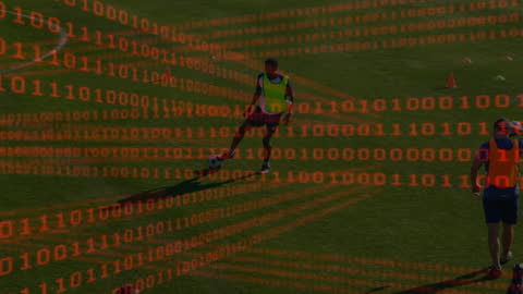 Binary Mesh Over Football Training Session on Field