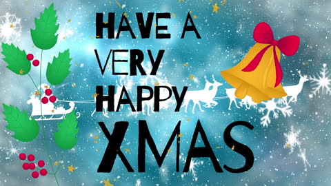 Festive Christmas Banner with Decorative Text and Illustrations