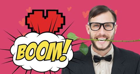 Quirky Illustrated Romantic Expression with Comic Boom Effect
