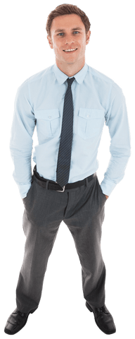 Confident Businessman Upright Transparent Background Professional Attire