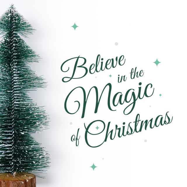 Minimalist Christmas Poster with Festive Tree and Inspiring Quote - Download Free Stock Templates Pikwizard.com