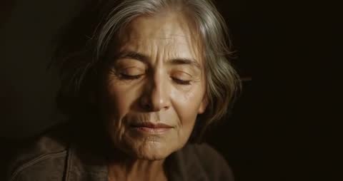 Tranquil Moment of Reflection in Elderly Woman's Contemplative Portrait
