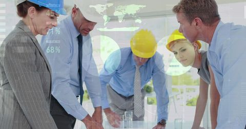 Engineers and Architects Collaborating on Project with Data Graphics - Download Free Stock Images Pikwizard.com