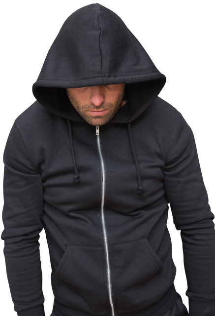 Man with Black Hooded Jacket Hiding Face Transparent Background - Download Free Stock Videos Pikwizard.com