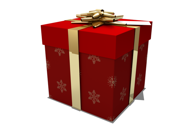 Transparent red and gold Christmas gift box wrapped with decorative bow - Download Free Stock Videos Pikwizard.com