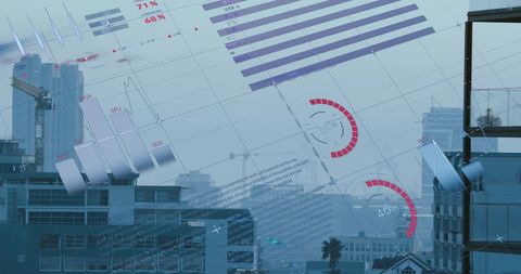 Financial Data Overlay in Urban Environment with Digital Interface - Download Free Stock Images Pikwizard.com