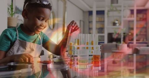 Curious Child Experimenting with Chemistry at Home