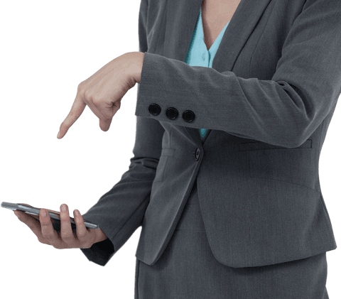 Transparent Businesswoman Engaging with Smartphone in Suit - Download Free Stock Videos Pikwizard.com