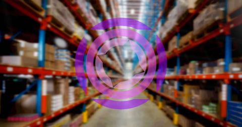 Boxes Stacked Along Warehouse Aisle Symbolizing Logistics