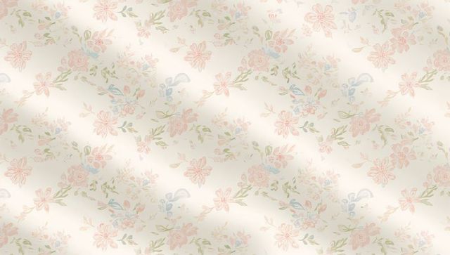 Showcasing pastel floral wallpaper with cream-beige background and watercolor blossoms