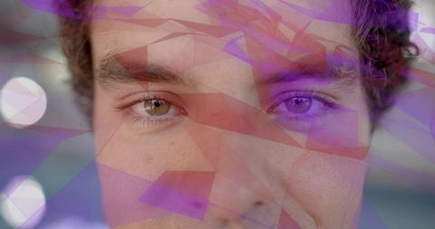 Abstract Futuristic Portrait with Geometric Shapes Overlay