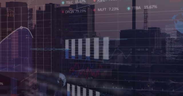 Digital Financial Stock Market Abstract with City Background - Download Free Stock Images Pikwizard.com