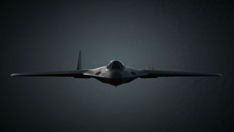 Futuristic Stealth Bomber Soaring in High-Altitude Skies
