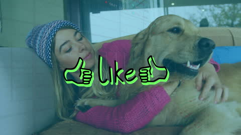 Woman Relaxing with Golden Retriever, Icon Animation Overlay