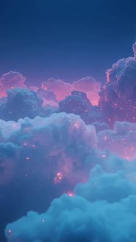 Pulling Back Vertical Video Revealing Layered Dawn Clouds with Magenta Glow and Embers