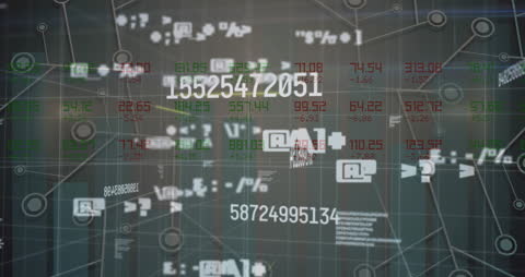 Animated Digital Interface with Data Streams and Codes