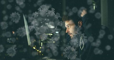 Man Researching Coronavirus Online at Home Office - Download Free Stock Images Pikwizard.com